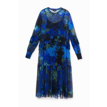 Women Knit Dress Long Sleeve - Blue