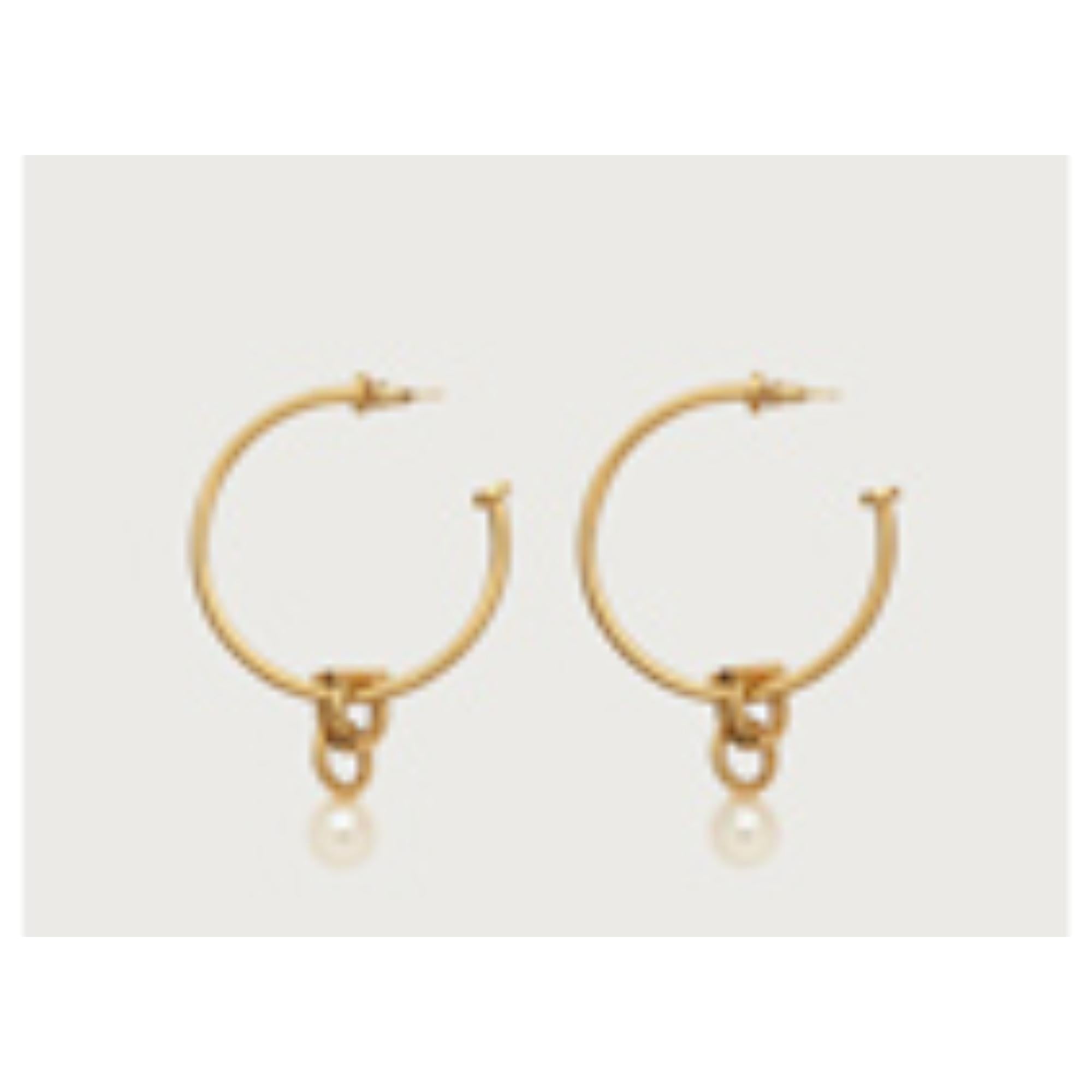 Gancini 3D Earrings with Synthetic Pearl - Antique Gold