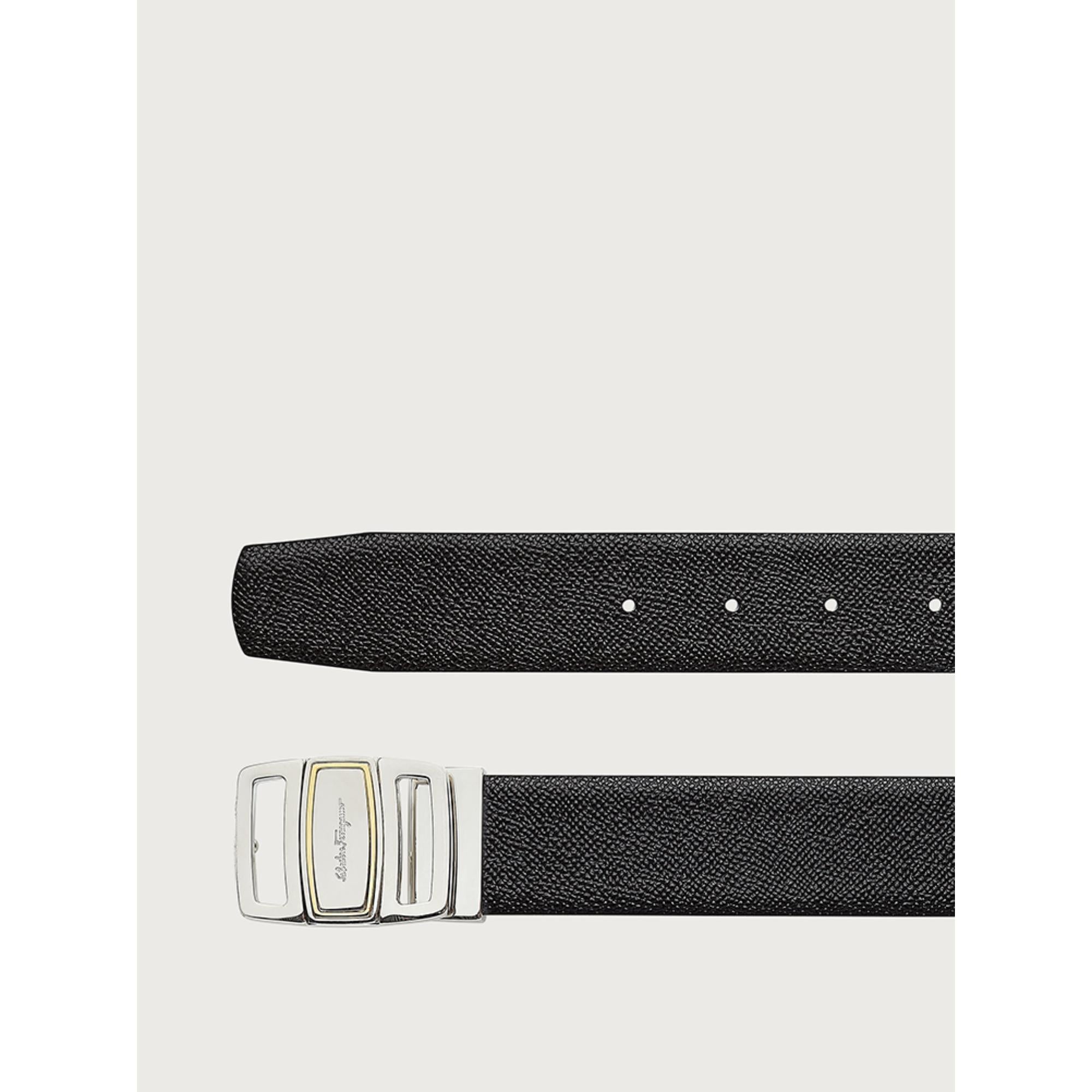 Reversible and Adjustable Belt - Black/Testa Di Moro