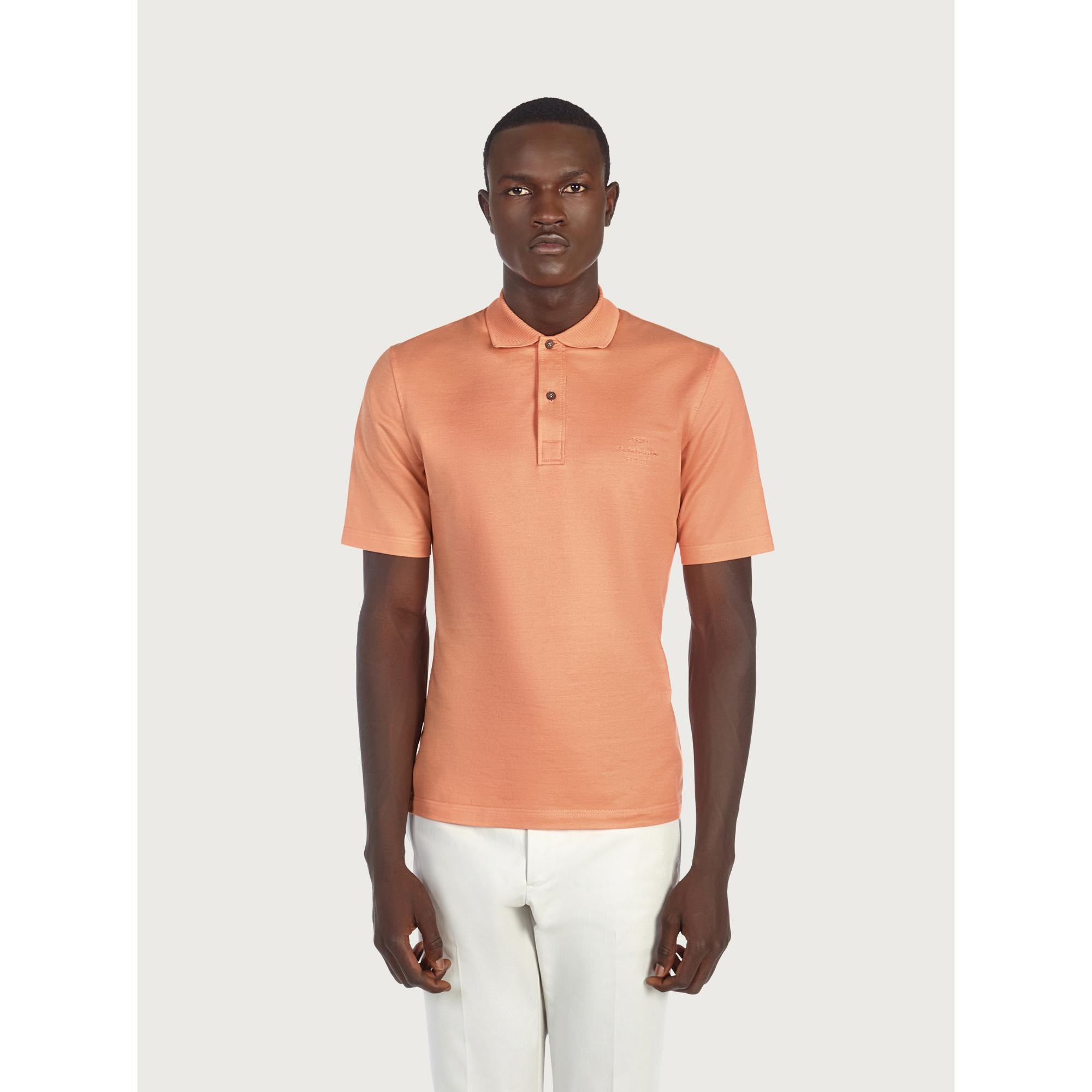Polo with Embroidered Details in Cotton - Lobster Mousse