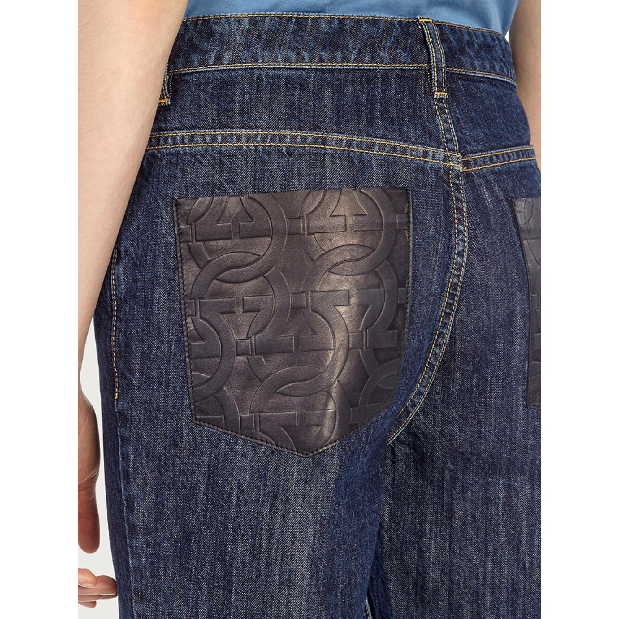 Flared Jean with Nappa Pockets - Denim