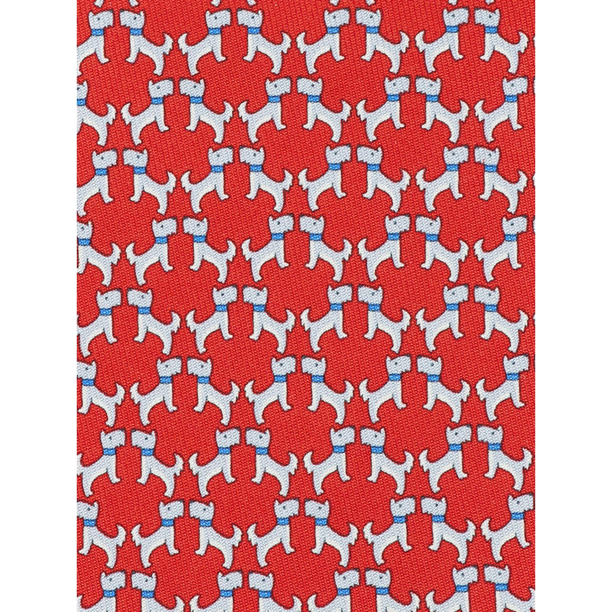 Terrier Print Silk Tie - Red