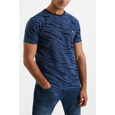 Men Knit T-Shirt Short Sleeve - Blue