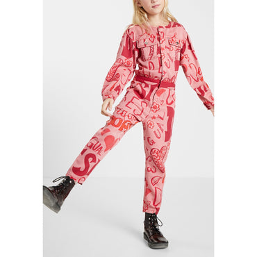 Girl Woven Overall Trousers - Red