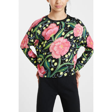 Girl Knit T-Shirt Japanese Sleeve - Black