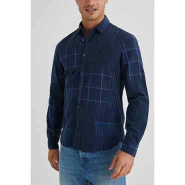 Men Woven Shirt Long Sleeve - Blue