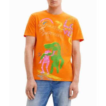 Men Knit T-Shirt Short Sleeve - Orange
