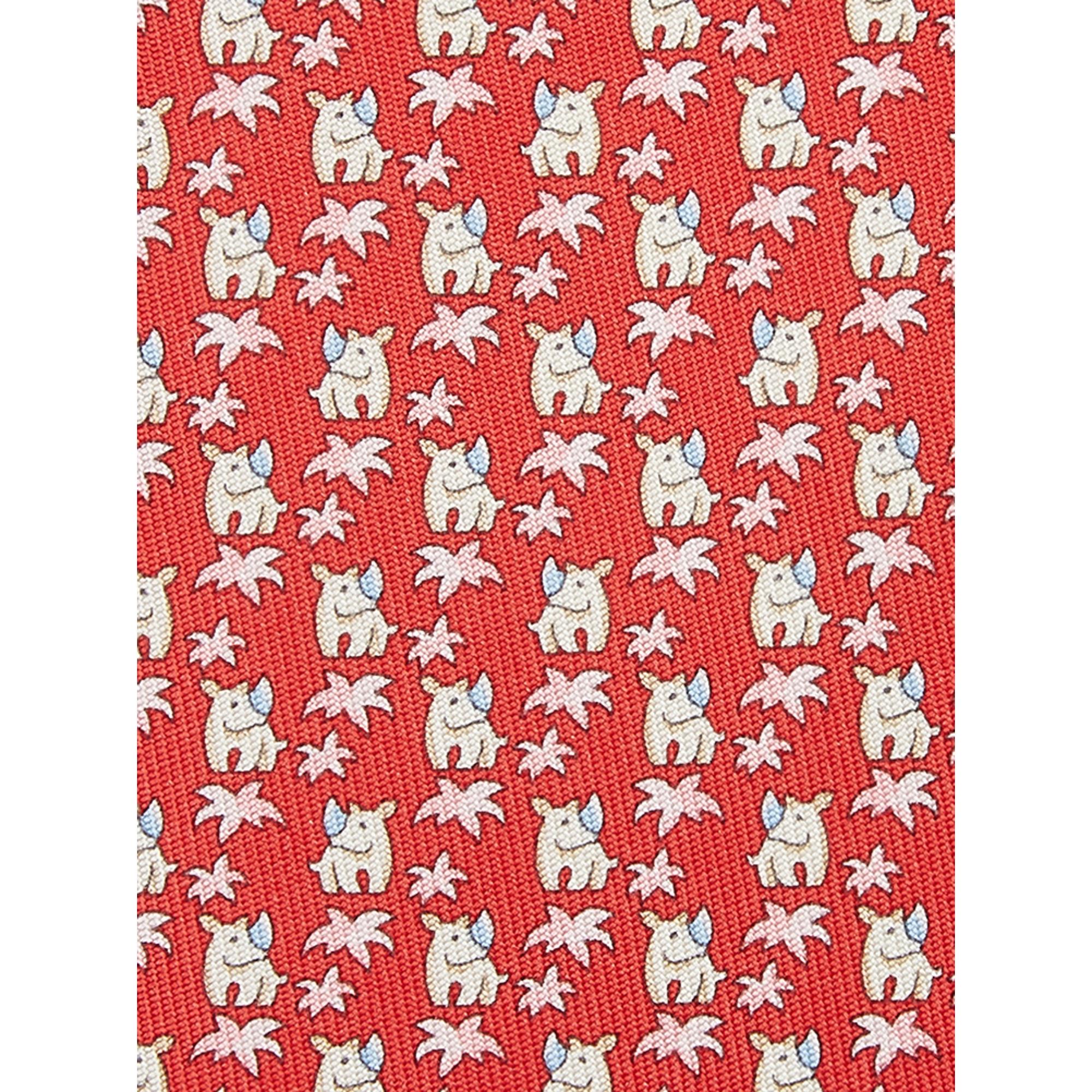 Rhinoceros Print Silk Tie - Red
