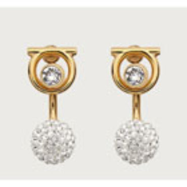 Gancini Earrings with Crystals - Gold