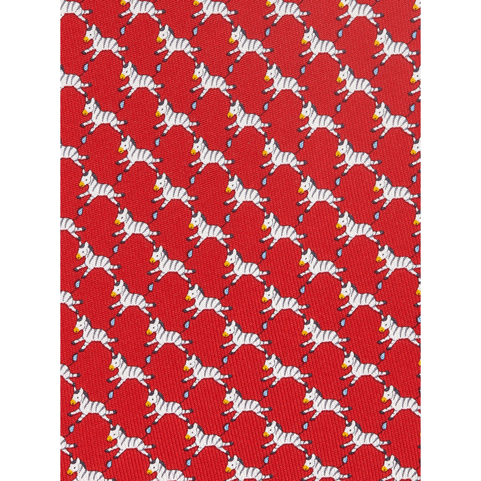 Zebra Print Silk Tie - Red