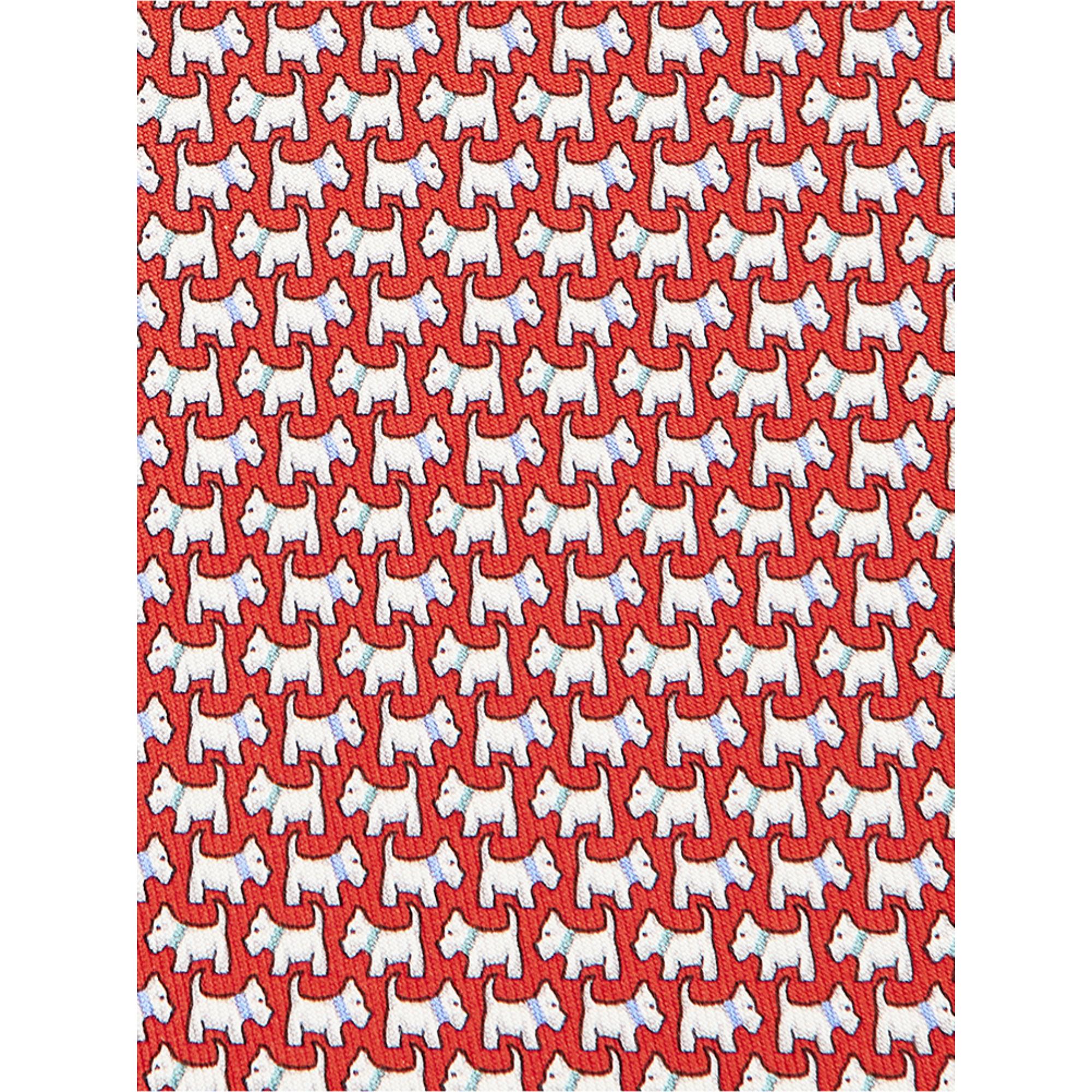 Terrier Print Silk Tie - Red