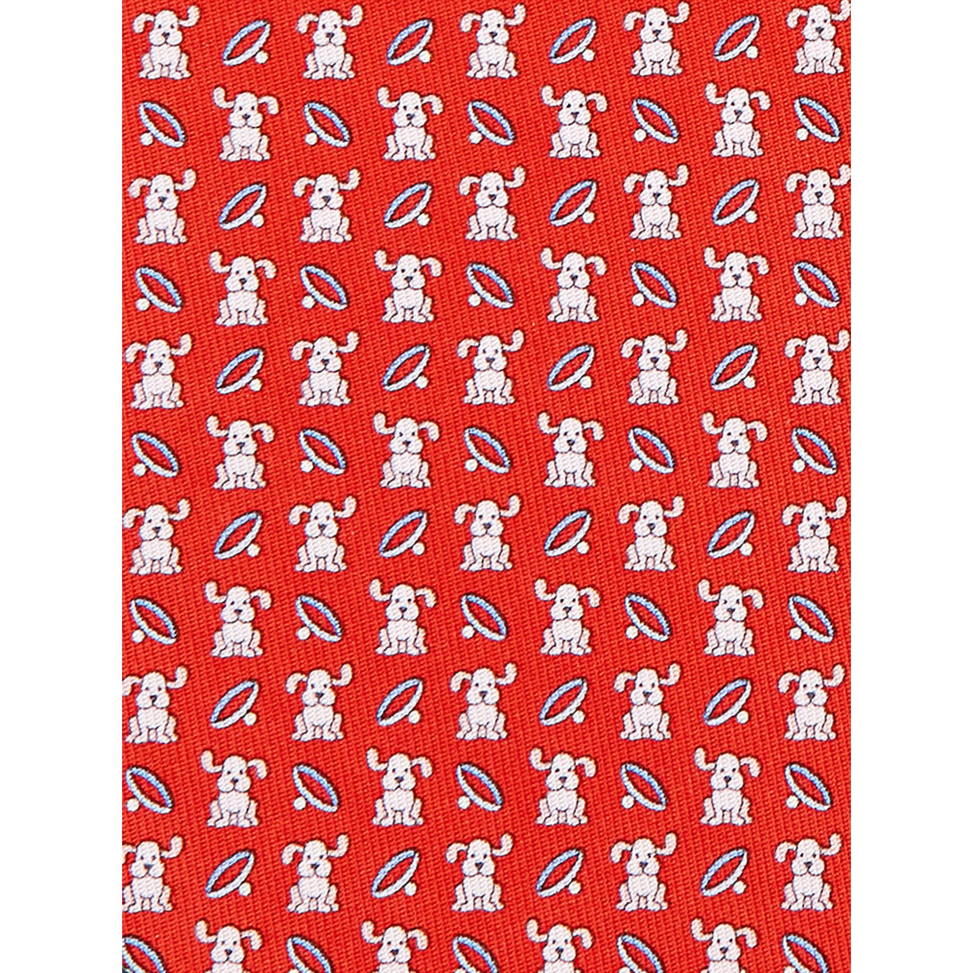 Puppy Print Silk Tie - Red