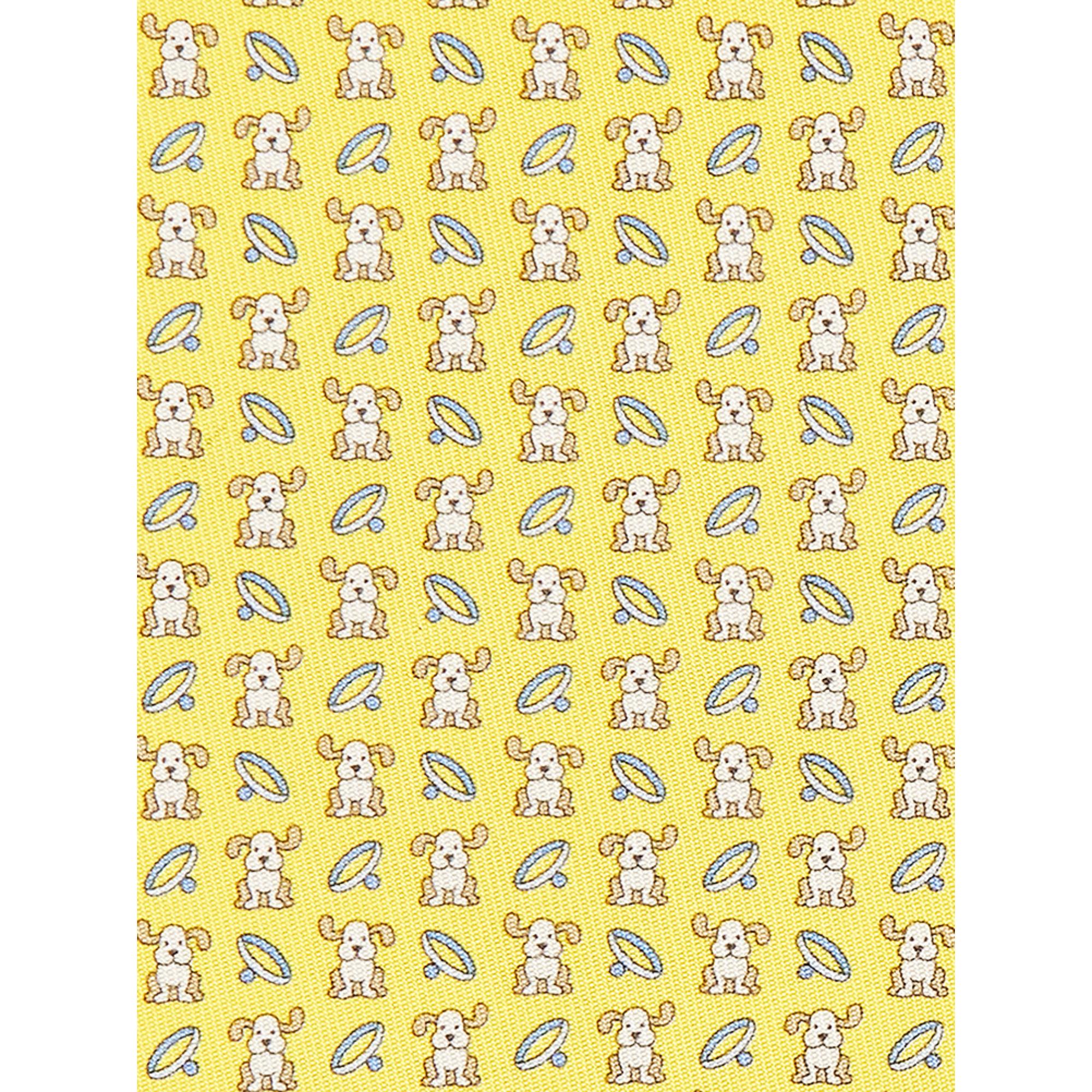 Puppy Print Silk Tie - Yellow