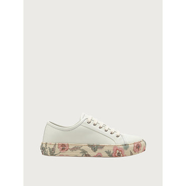 Poppy Print Sneaker in Calf Leather - White/Multicolor
