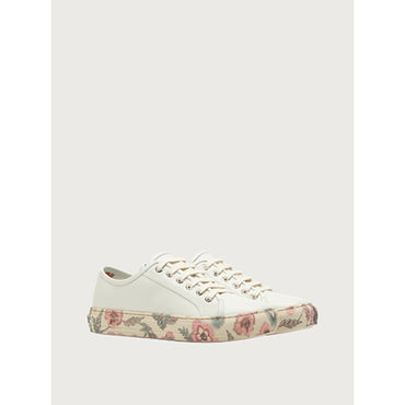 Poppy Print Sneaker in Calf Leather - White/Multicolor