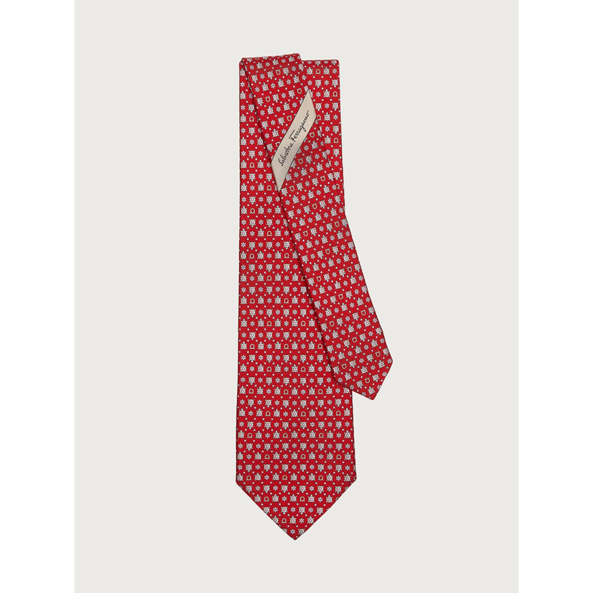 Turtle Print Silk Tie - Red