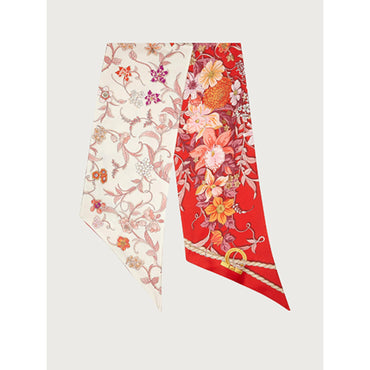 Wind Rose Print Silk Bandeau in 100% Silk - Red