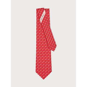 Fish Print Silk Tie - Red