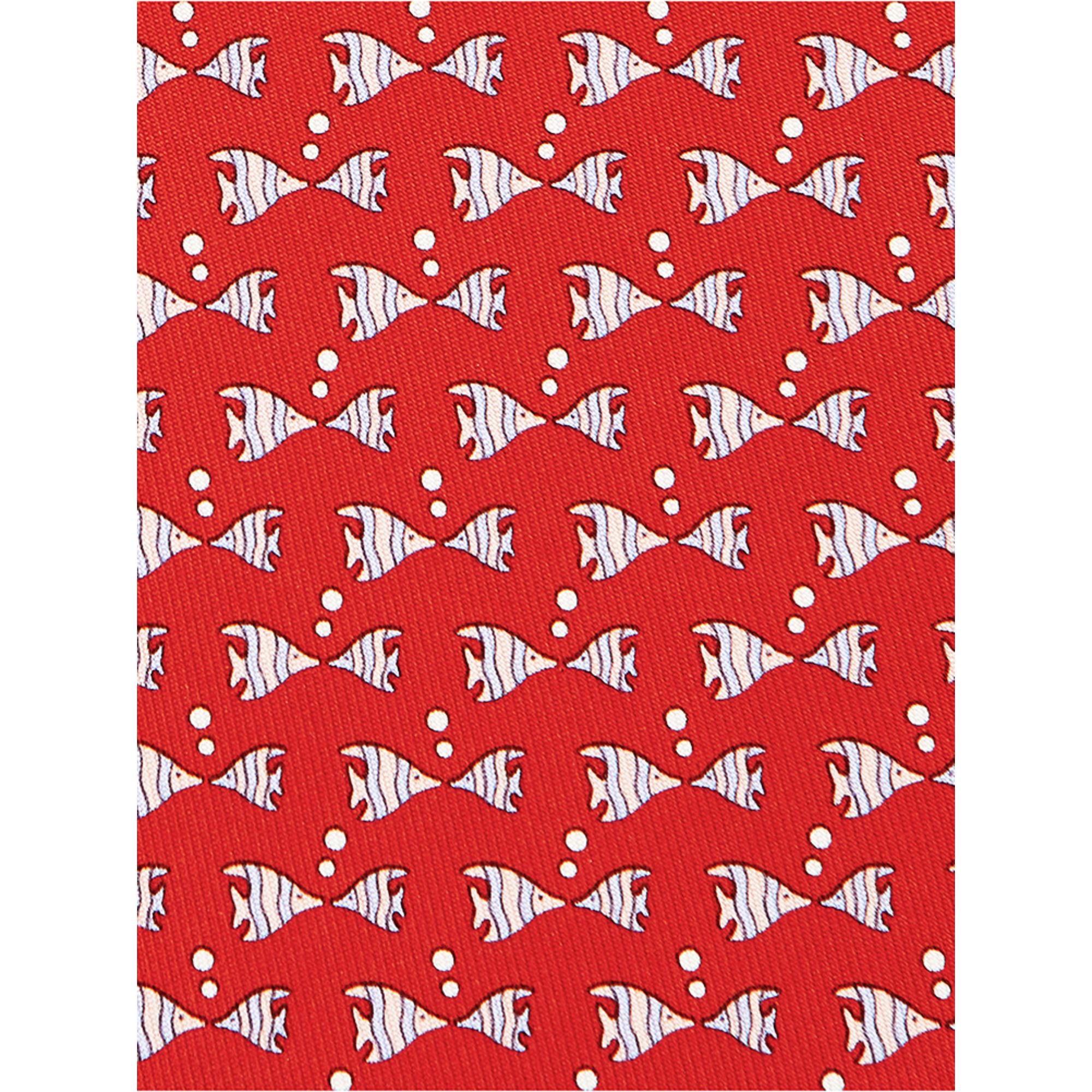Fish Print Silk Tie - Red