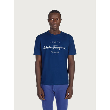 1927 Signature T-Shirt in Cotton - Pacific Ocean Blue/Cornflower