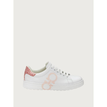 Gancini Sneaker in Calf Leather - White/Nylund Pink