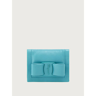 Viva Bow Credit Card Holder in Calf Leather - Tyrone Turquoise