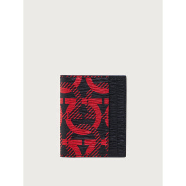 Gancini Credit Card Holder - Black/Nail Polish Red