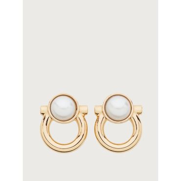 Gancini Earrings with Pearls - Gold